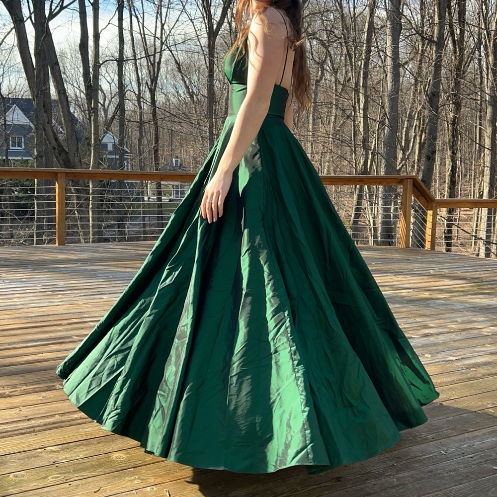 Sherri Hill Green Emerald Prom Dress - Picture 9 of 14